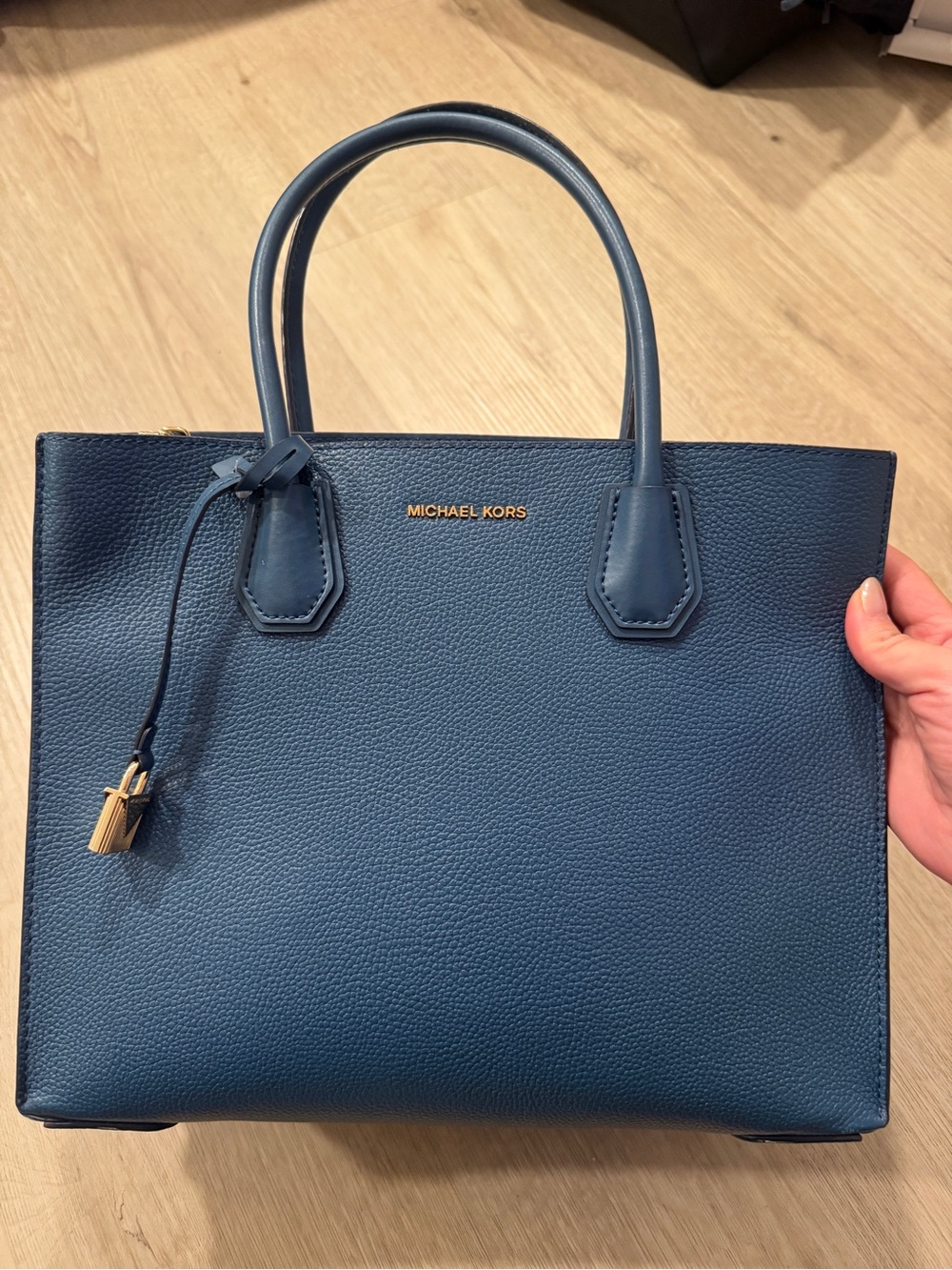 Michael Kors Mercer Navy Leather Tote Bag
